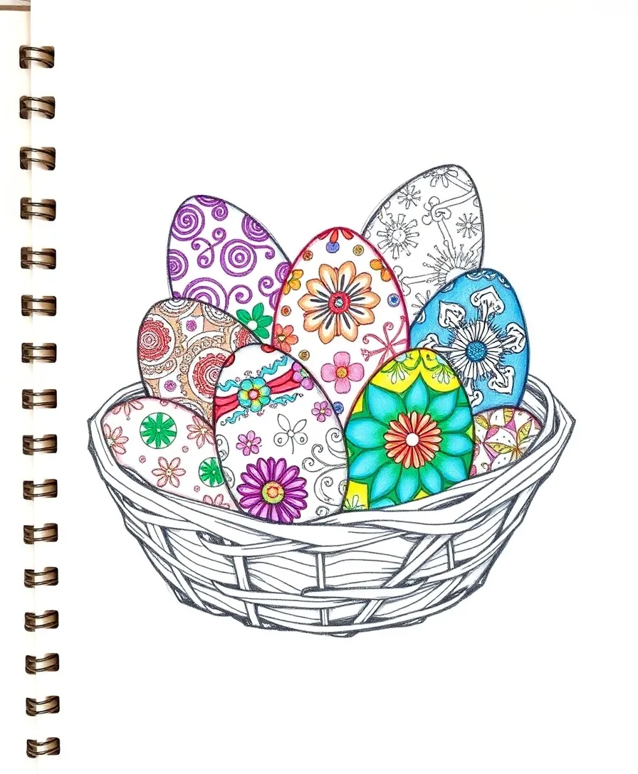 21 Easter Doodle Ideas for Your Sketchbook That Will Blow Your Mind! 5 21 Easter Doodle Ideas for Your Sketchbook That Will Blow Your Mind! - 2. Colorful Easter Eggs