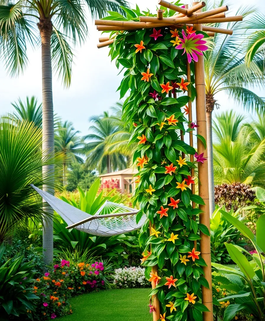 21 Garden Trellis Ideas That'll Transform Your Outdoor Space 8 21 Garden Trellis Ideas That'll Transform Your Outdoor Space (You Won't Believe #15!) - 5. Bamboo Trellis for a Tropical Vibe
