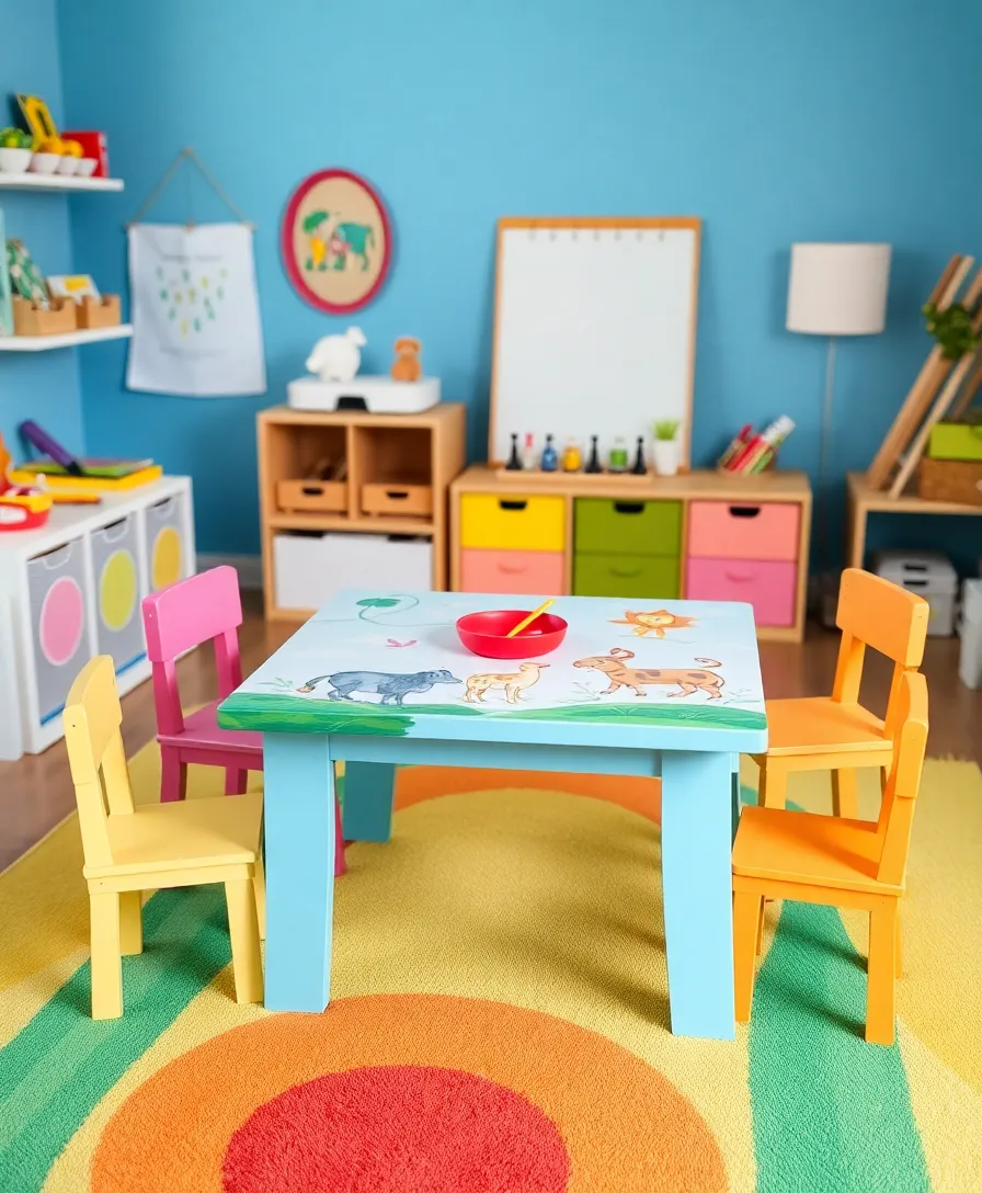 21 Stunning Hand-Painted Furniture Ideas That'll Transform Your Home 7 21 Stunning Hand-Painted Furniture Ideas That'll Transform Your Home (You Won't Believe #10!) - 4. Colorful Kids’ Play Table