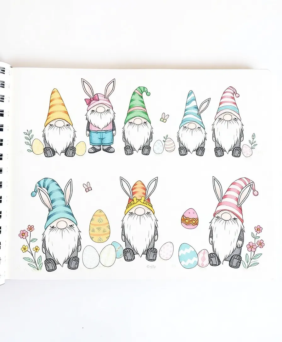 21 Easter Doodle Ideas for Your Sketchbook That Will Blow Your Mind! 12 21 Easter Doodle Ideas for Your Sketchbook That Will Blow Your Mind! - 9. Easter Gnomes