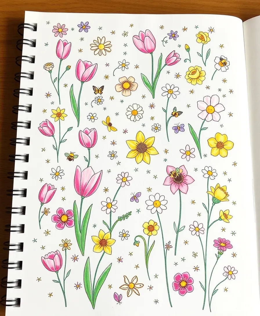 21 Easter Doodle Ideas for Your Sketchbook That Will Blow Your Mind! 6 21 Easter Doodle Ideas for Your Sketchbook That Will Blow Your Mind! - 3. Spring Flowers
