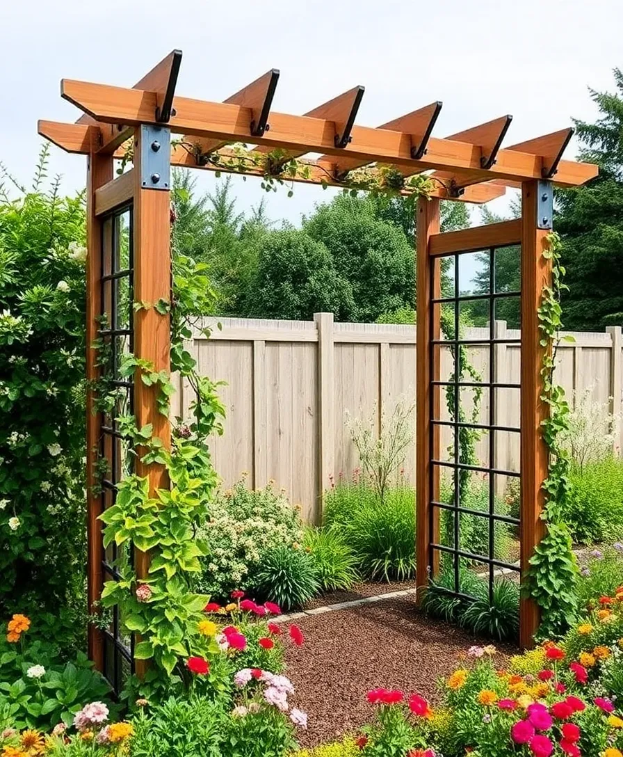 21 Garden Trellis Ideas That'll Transform Your Outdoor Space 23 21 Garden Trellis Ideas That'll Transform Your Outdoor Space (You Won't Believe #15!) - 20. Trellis with Mixed Media