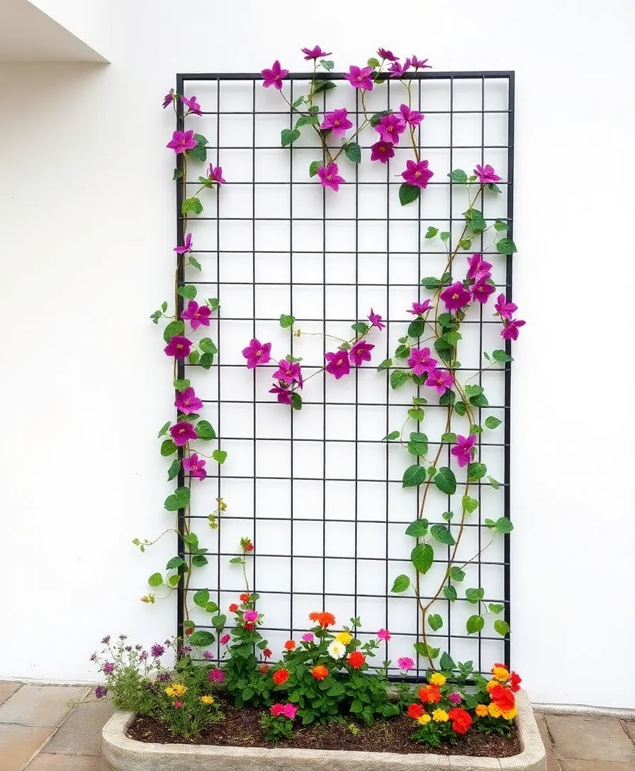21 Garden Trellis Ideas That'll Transform Your Outdoor Space 5 21 Garden Trellis Ideas That'll Transform Your Outdoor Space (You Won't Believe #15!) - 2. Elegant Metal Grid Trellis