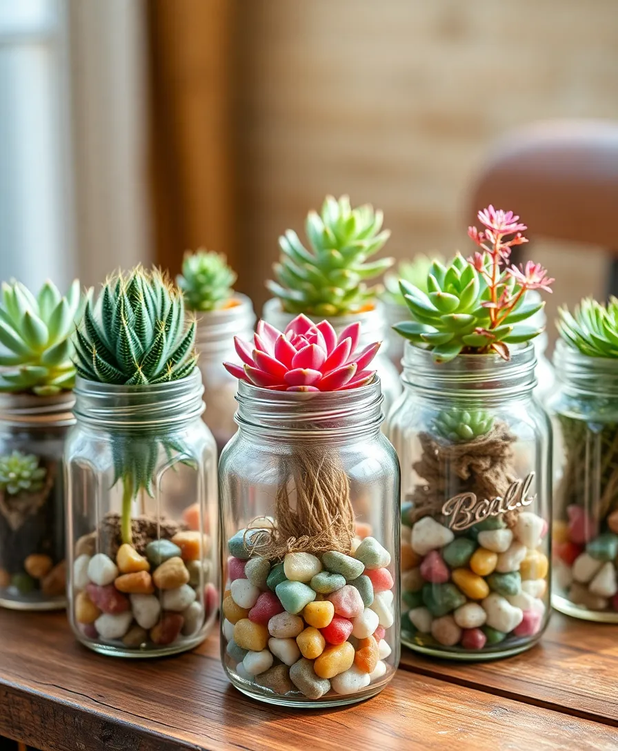 21 Budget-Friendly Small Garden Ideas That Will Transform Your Space! 7 21 Budget-Friendly Small Garden Ideas That Will Transform Your Space! - 4. Succulent Display in Glass Jars