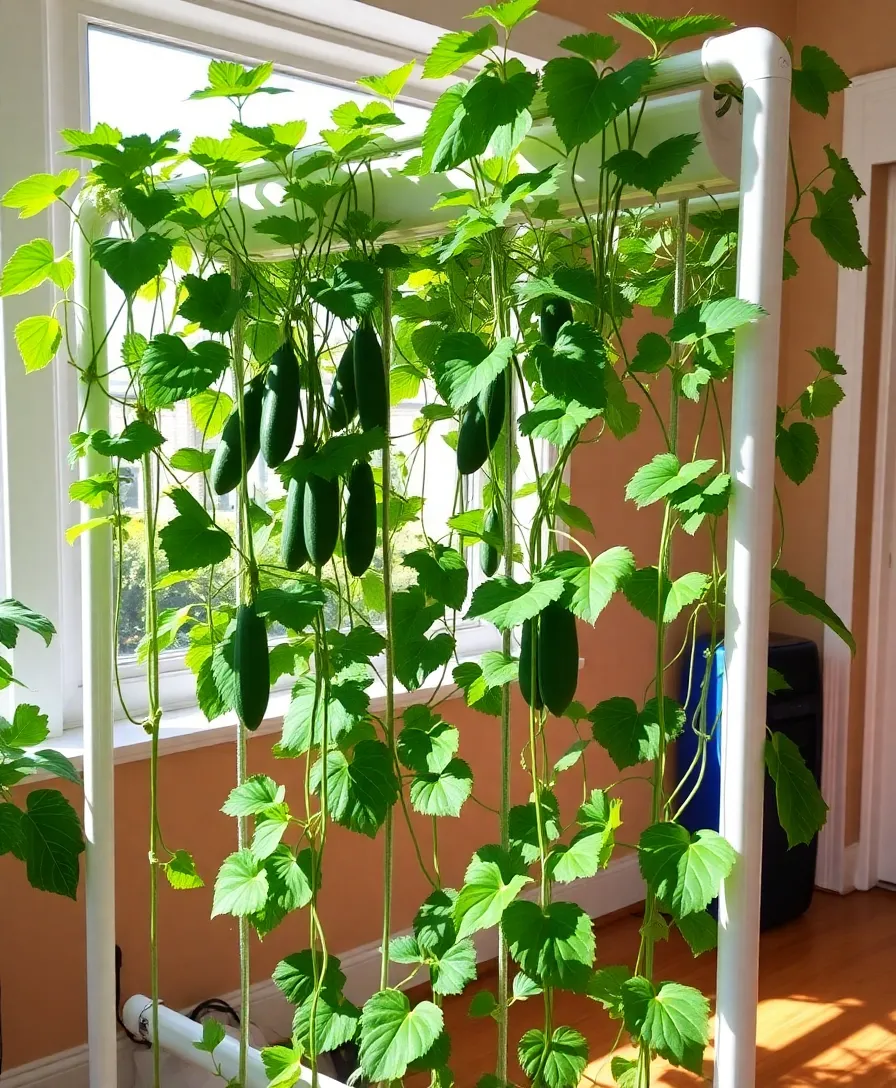 21 Indoor Hydroponic Gardening Ideas That Will Transform Your Space! 22 21 Indoor Hydroponic Gardening Ideas That Will Transform Your Space! - 19. Hydroponic Cucumber Trellis