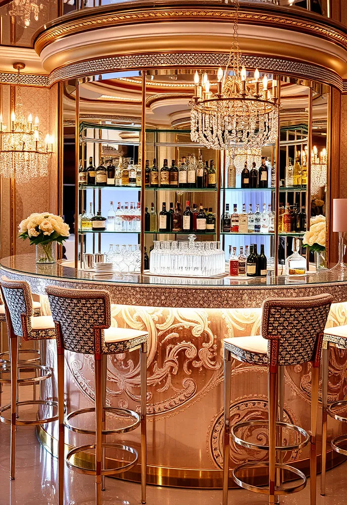21 Trendy Luxury Home Bar Designs for the Ultimate Sophistication! 24 21 Trendy Luxury Home Bar Designs for the Ultimate Sophistication! - 21. Glamorous Shimmer Bar