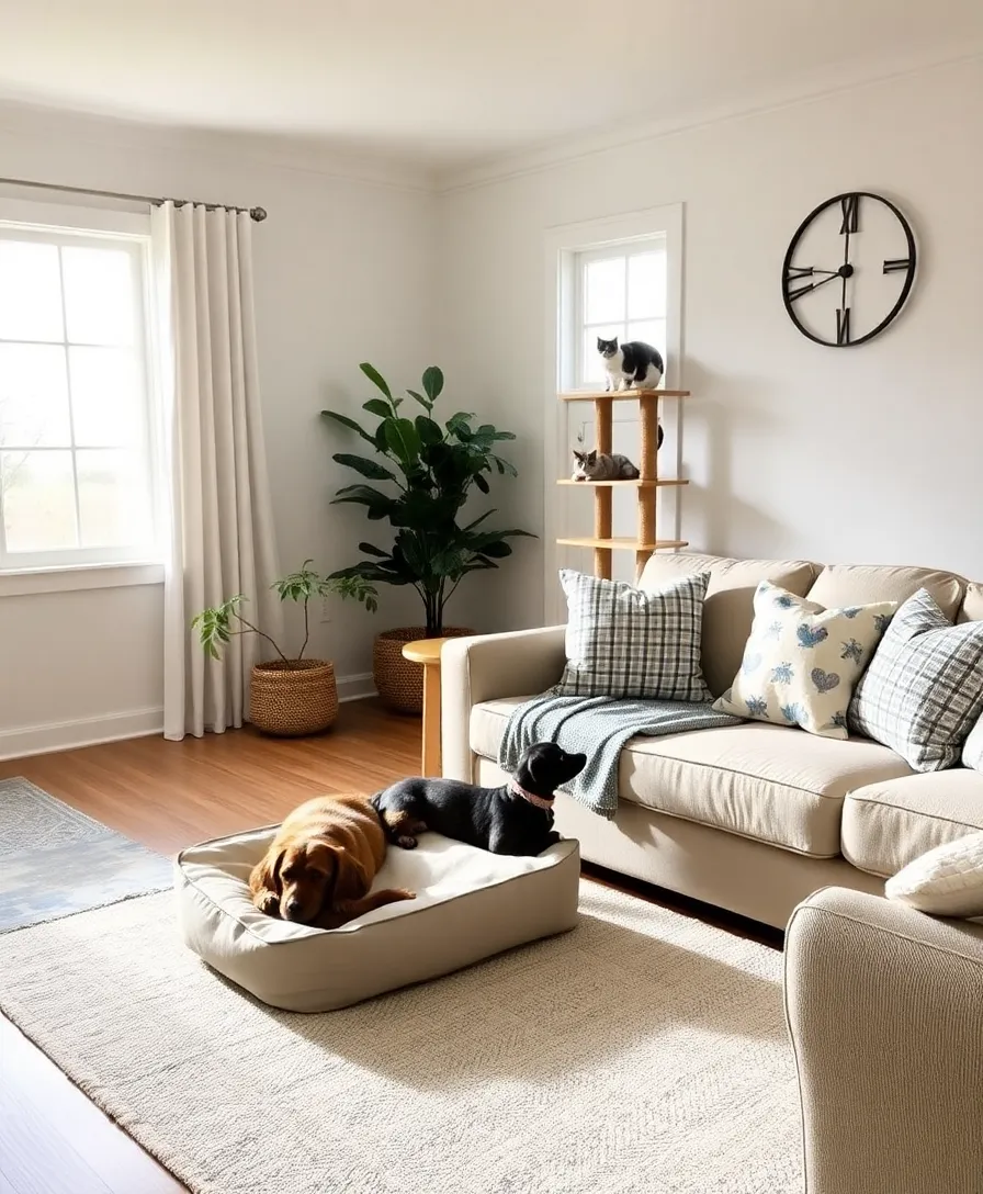 21 Cozy Modern Farmhouse Living Room Ideas That Will Make You Feel Right at Home! 22 21 Cozy Modern Farmhouse Living Room Ideas That Will Make You Feel Right at Home! - 18. Incorporating Pet Comforts