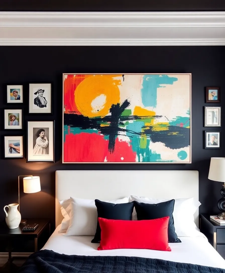 23 Stylish January Bedroom Decor Ideas That Will Make You Want to Stay in Bed Forever! 8 23 Stylish January Bedroom Decor Ideas That Will Make You Want to Stay in Bed Forever! - 4. Statement Wall Art
