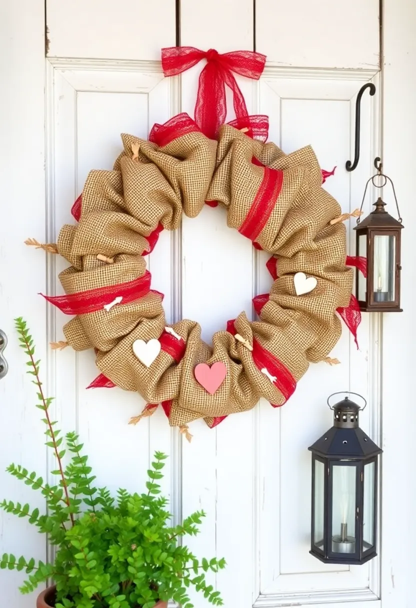 21 Easy DIY Valentine Wreath Ideas That Will Wow Your Guests! 6 21 Easy DIY Valentine Wreath Ideas That Will Wow Your Guests! - 3. Rustic Burlap Wreath