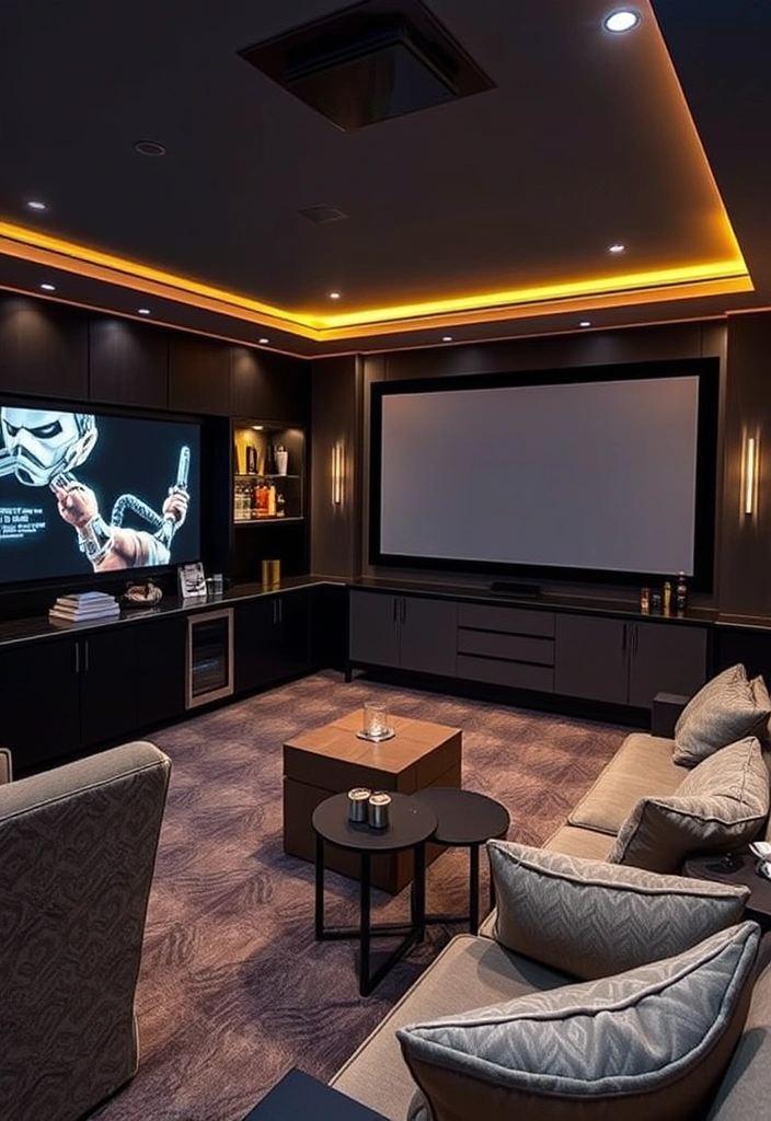 21 Built-In Bar in Living Room Design 10 21 Built-In Bar in Living Room Design - 9. Home Cinema Bar
