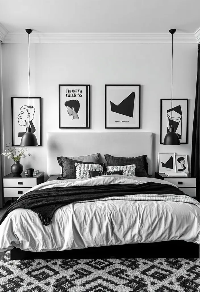 21 Unique Bedroom Designs That Will Transform Your Space Into a Dreamy Retreat! 20 21 Unique Bedroom Designs That Will Transform Your Space Into a Dreamy Retreat! - 17. Monochrome Magic
