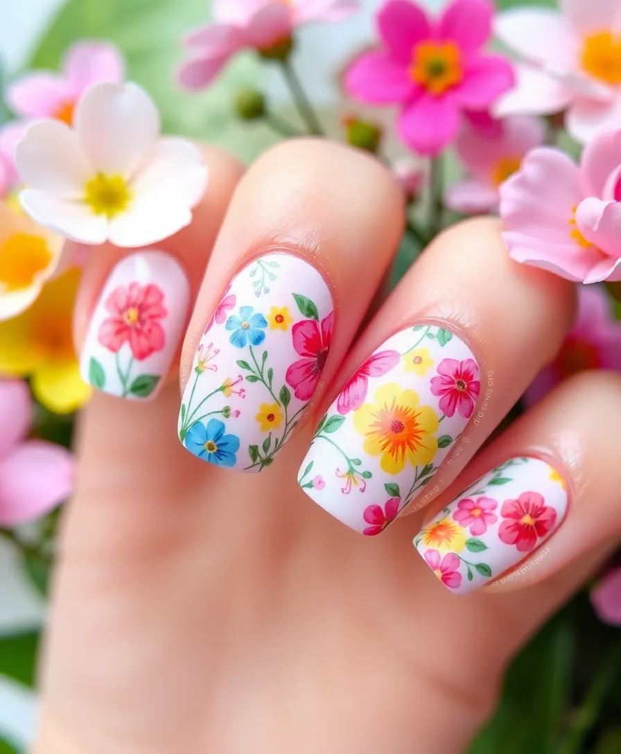 21 Easter Nail Designs That Will Make You the Star of the Egg Hunt! 16 21 Easter Nail Designs That Will Make You the Star of the Egg Hunt! - 13. Garden Party Delight