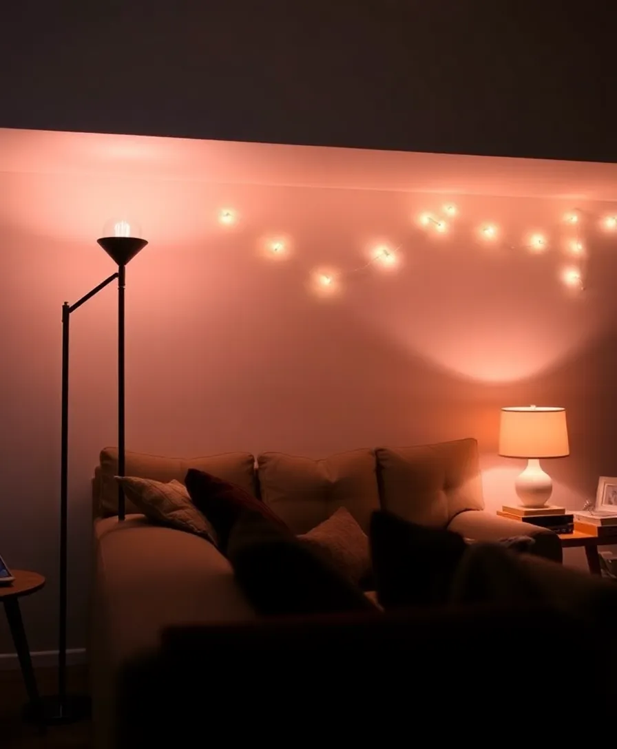 21 Cosy Living Room Ideas in Warm Colours That Will Melt Your Heart! - 15. Layered Lighting for Warm Ambiance