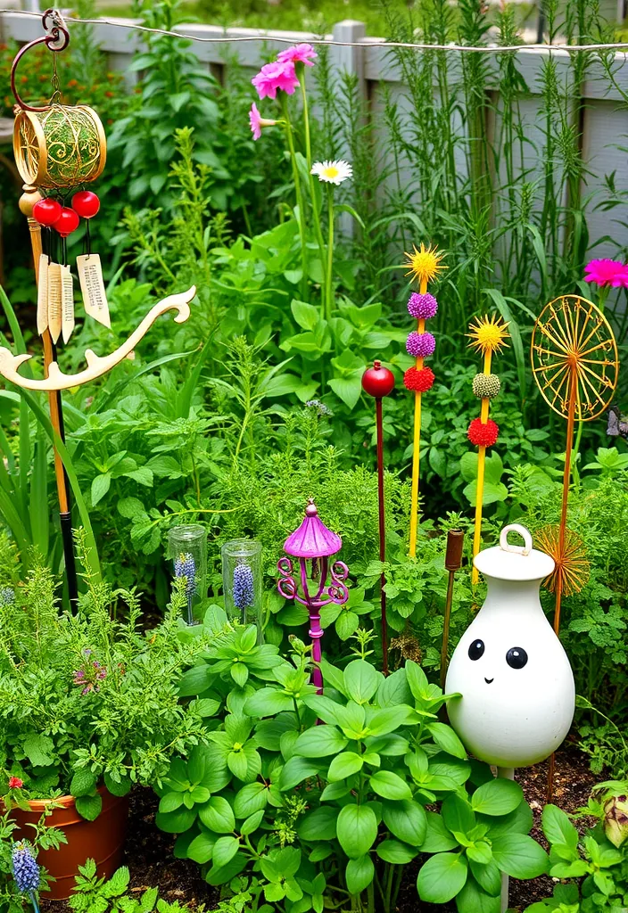 21 Stunning Outdoor Herb Garden Ideas That Will Inspire Your Green Thumb! 15 21 Stunning Outdoor Herb Garden Ideas That Will Inspire Your Green Thumb! - 12. Herb Garden with Garden Decor