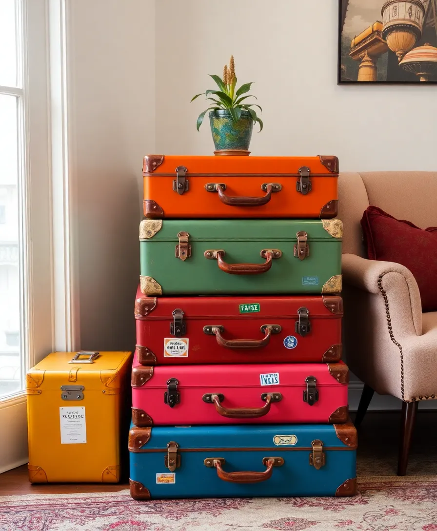 21 Antique Home Decor Ideas That'll Give Your Living Room Timeless Charm 14 21 Antique Home Decor Ideas That'll Give Your Living Room Timeless Charm (You Won't Believe #10!) - 10. Vintage Suitcases