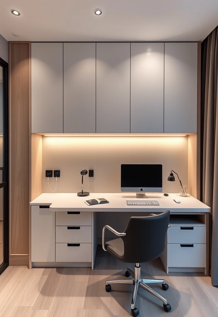 21 Stunning Home Office Built-Ins with Desk Designs That Will Transform Your Workspace! 14 21 Stunning Home Office Built-Ins with Desk Designs That Will Transform Your Workspace! - 11. Tech-Savvy Solutions: Built-Ins with Integrated Technology