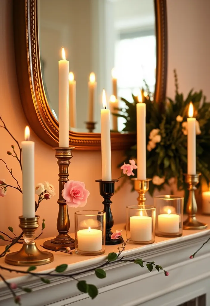 21 Spring Mantel Decorating Ideas That’ll Freshen Up Your Home 14 21 Spring Mantel Decorating Ideas That’ll Freshen Up Your Home (You Won't Believe #14!) - 11. Spring-Themed Candles
