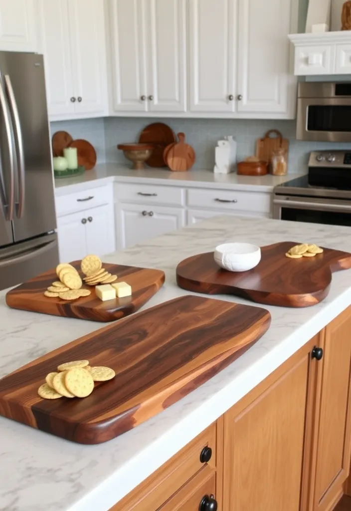21 Kitchen Island Countertop Decor Ideas to Inspire Your Next Project! 23 21 Kitchen Island Countertop Decor Ideas to Inspire Your Next Project! - 20. Artistic Serving Boards
