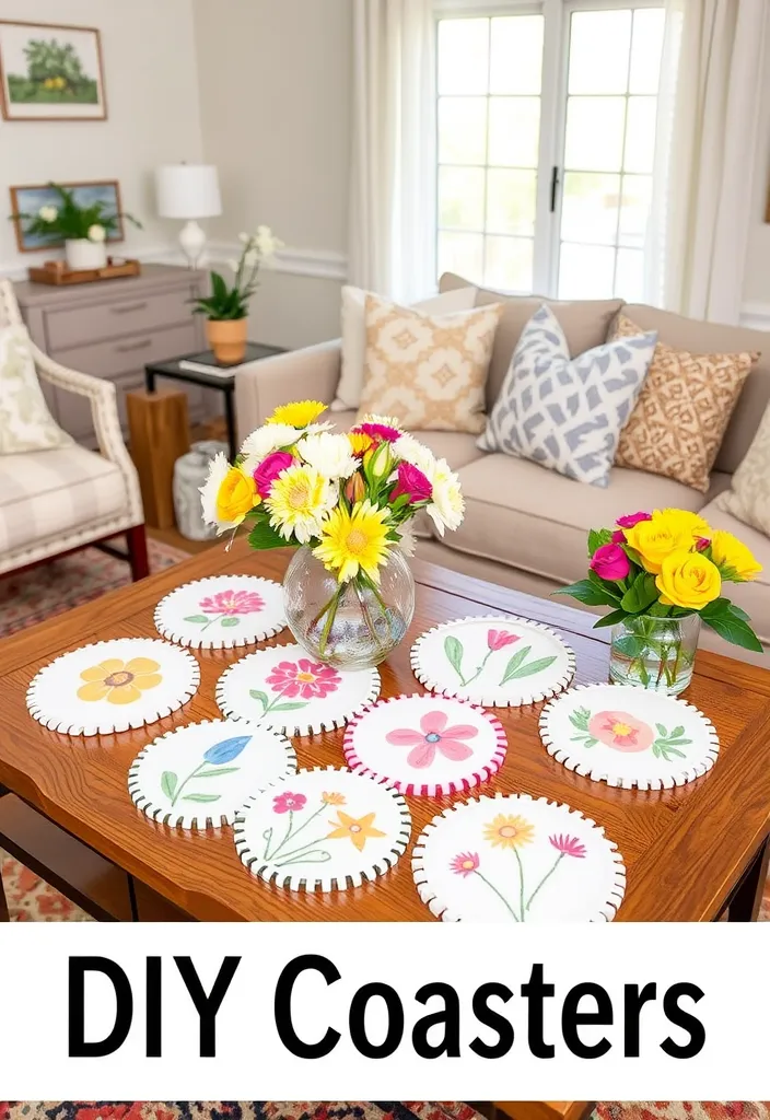 21 Spring Crafts for Adults That'll Make Your Friends Jealous 14 21 Spring Crafts for Adults That'll Make Your Friends Jealous (Don't Miss #14!) - 11. Whimsical Spring Coasters