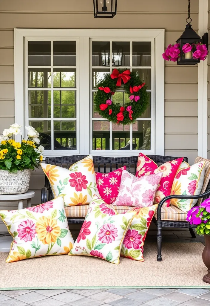 21 Affordable Spring Porch Decor Ideas That Look Like a Million Bucks! 9 21 Affordable Spring Porch Decor Ideas That Look Like a Million Bucks! - 6. Seasonal Pillows