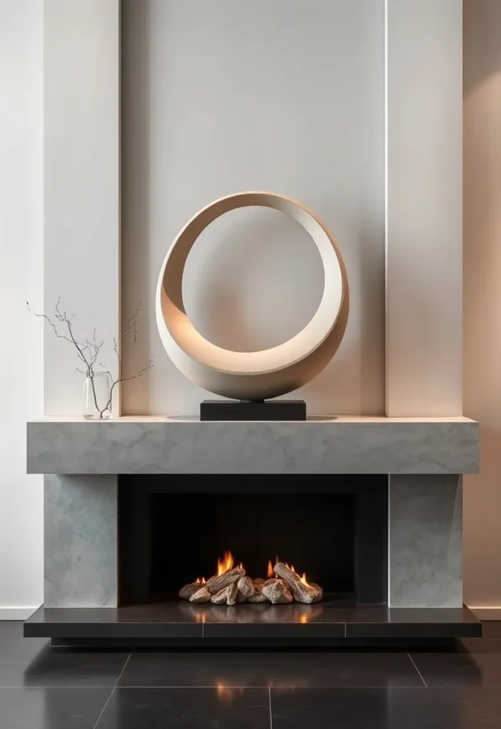 21 Minimalist Living Room Mantle Decor Ideas That Scream Elegance! 13 21 Minimalist Living Room Mantle Decor Ideas That Scream Elegance! - 10. Artistic Sculpture