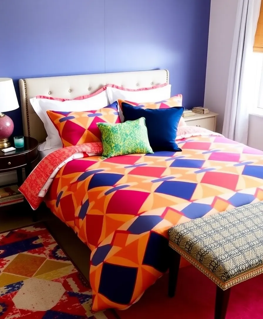 23 Stylish January Bedroom Decor Ideas That Will Make You Want to Stay in Bed Forever! 23 23 Stylish January Bedroom Decor Ideas That Will Make You Want to Stay in Bed Forever! - 19. Bold Bed Linens