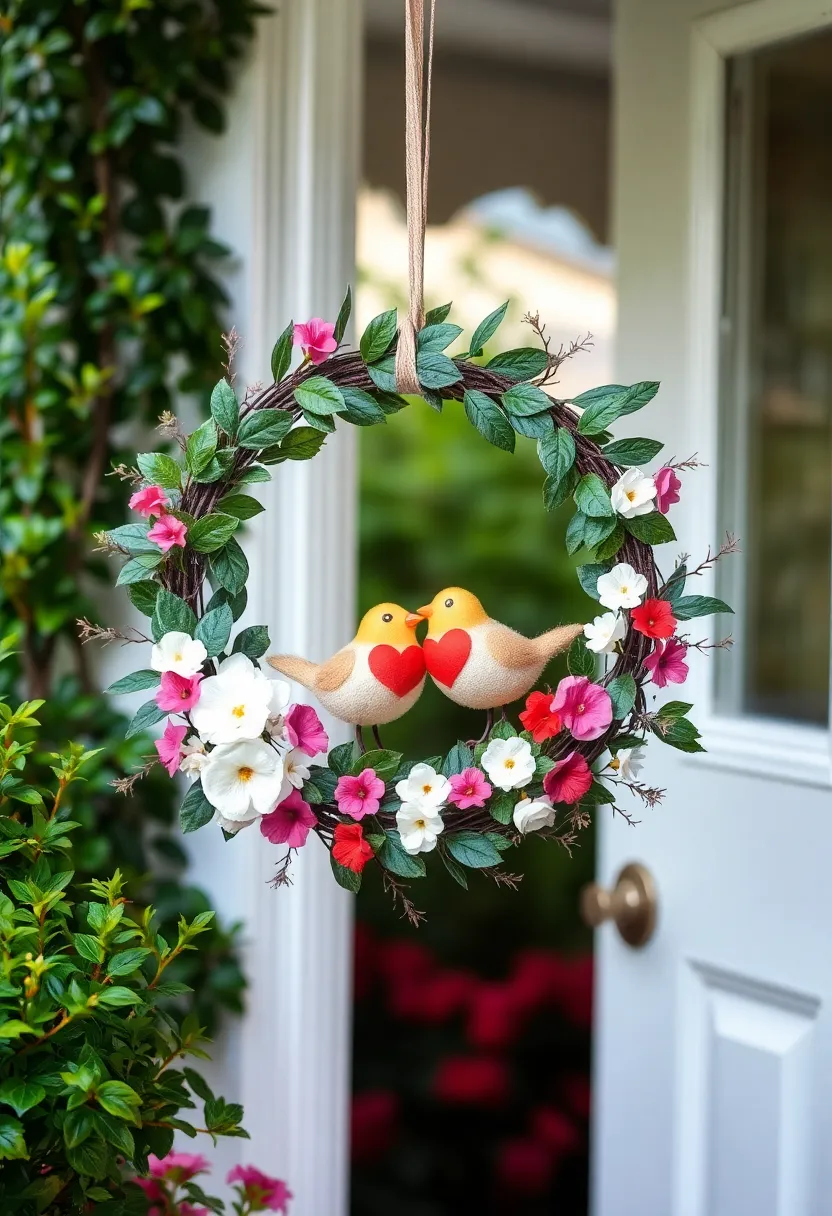 21 Easy DIY Valentine Wreath Ideas That Will Wow Your Guests! 13 21 Easy DIY Valentine Wreath Ideas That Will Wow Your Guests! - 10. Love Birds Wreath