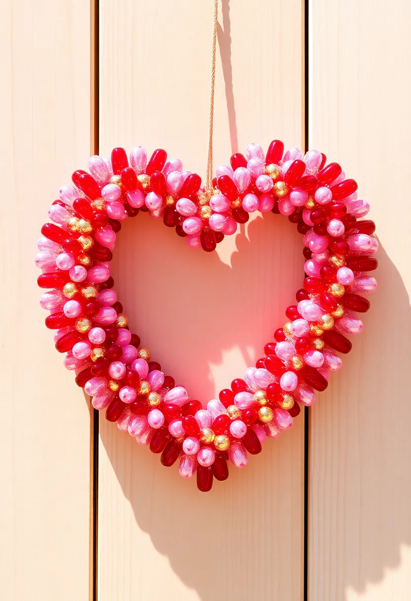21 Easy DIY Valentine Wreath Ideas That Will Wow Your Guests! 12 21 Easy DIY Valentine Wreath Ideas That Will Wow Your Guests! - 9. Beaded Heart Wreath