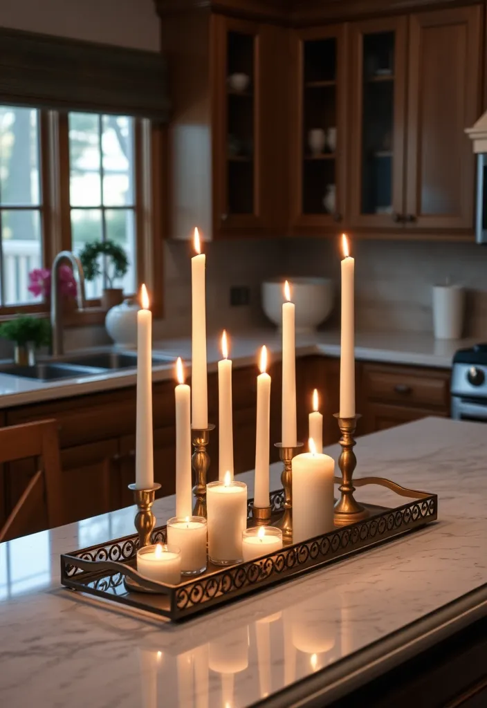 21 Kitchen Island Countertop Decor Ideas to Inspire Your Next Project! 19 21 Kitchen Island Countertop Decor Ideas to Inspire Your Next Project! - 16. Chic Candle Arrangements