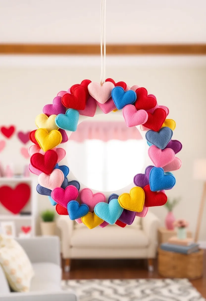 21 Easy DIY Valentine Wreath Ideas That Will Wow Your Guests! 5 21 Easy DIY Valentine Wreath Ideas That Will Wow Your Guests! - 2. Felt Heart Wreath