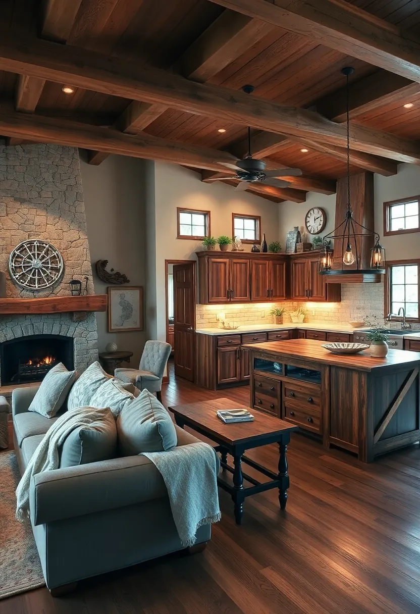 21 Stunning Open Space Living Room and Kitchen Designs You’ll Want to Copy! 12 21 Stunning Open Space Living Room and Kitchen Designs You’ll Want to Copy! - 9. Rustic Charm