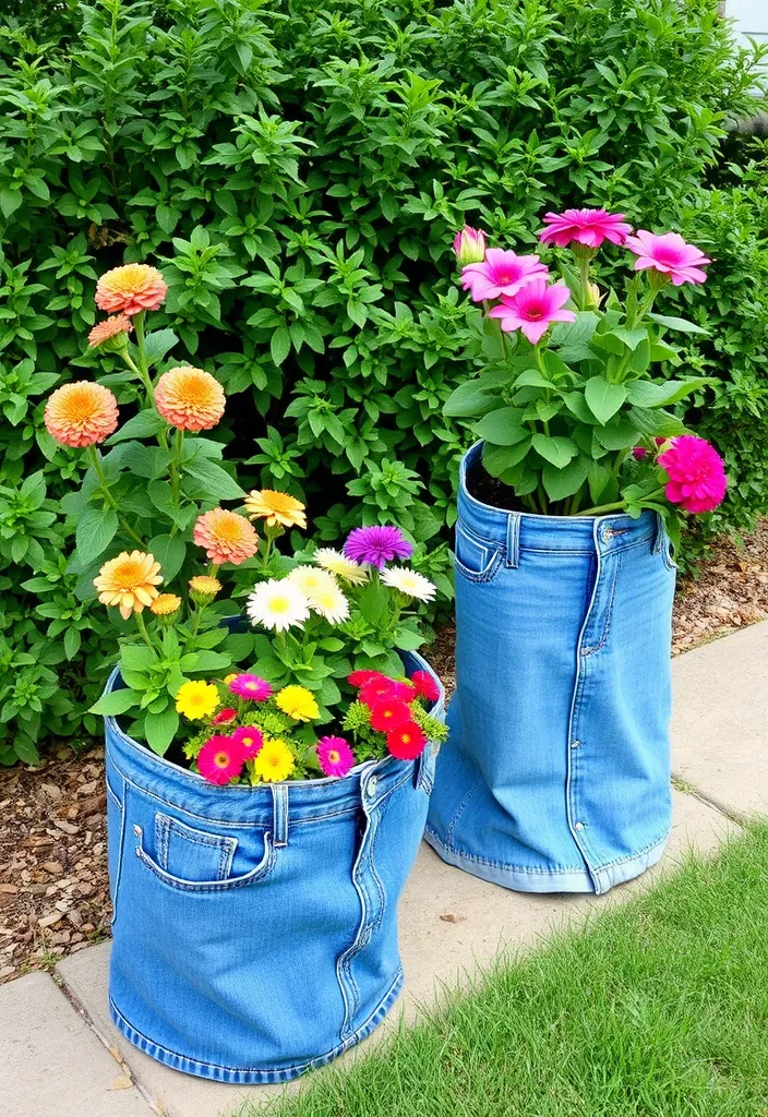 21 Spring Crafts for Adults That'll Make Your Friends Jealous 9 21 Spring Crafts for Adults That'll Make Your Friends Jealous (Don't Miss #14!) - 6. Upcycled Denim Planters