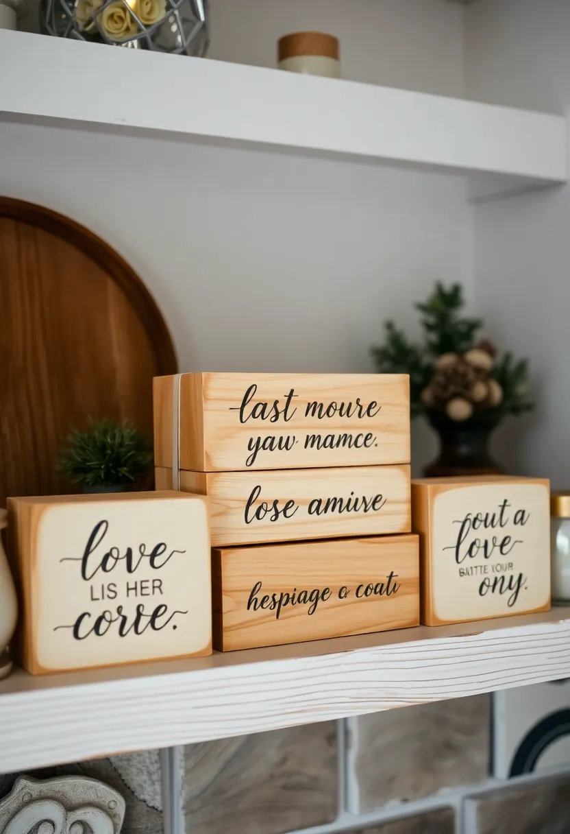 21 Creative Farmhouse Valentine Decor Ideas That Will Transform Your Home! 17 21 Creative Farmhouse Valentine Decor Ideas That Will Transform Your Home! - 14. Love Quotes on Wooden Blocks