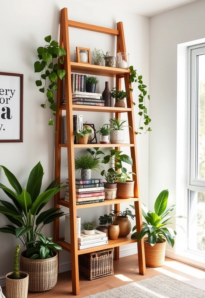 21 Home Aesthetic DIY Ideas That Will Instantly Elevate Your Space! 12 21 Home Aesthetic DIY Ideas That Will Instantly Elevate Your Space! - 9. Decorative Ladder Shelf