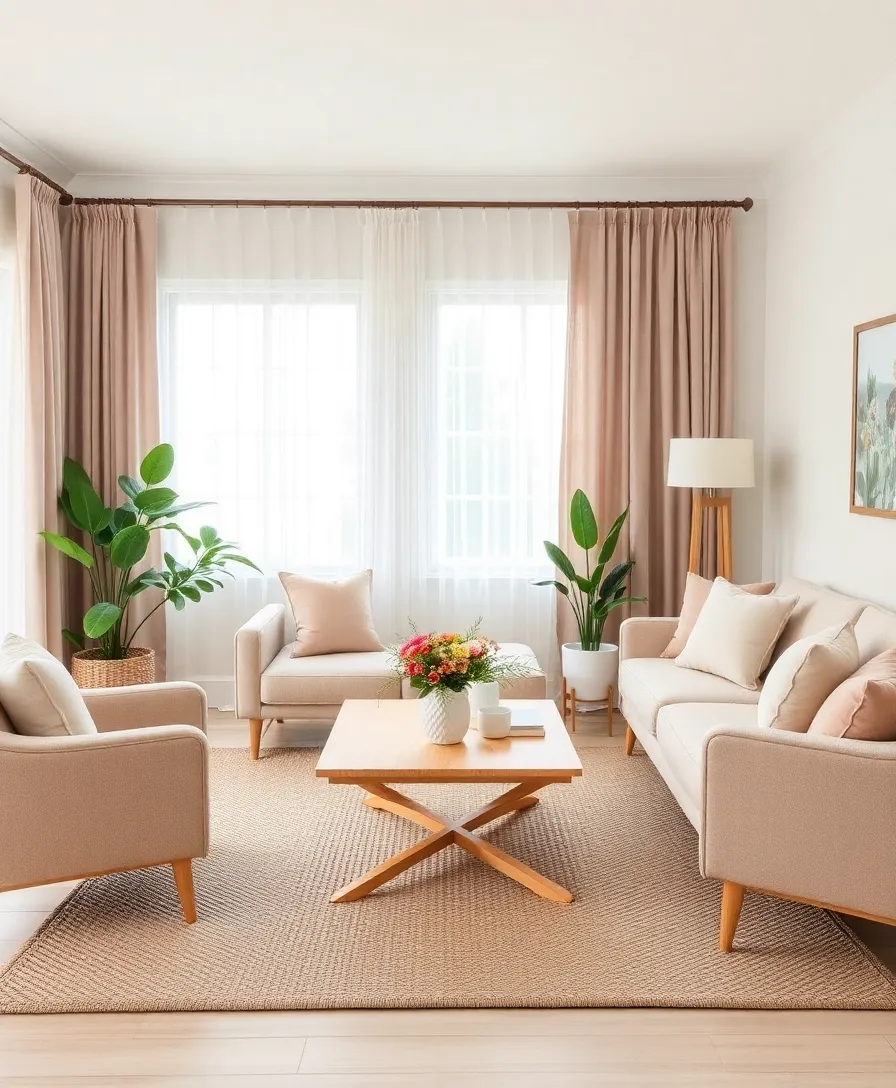 21 Cosy Living Room Ideas in Warm Colours That Will Melt Your Heart! - 6. Soft Blush and Taupe