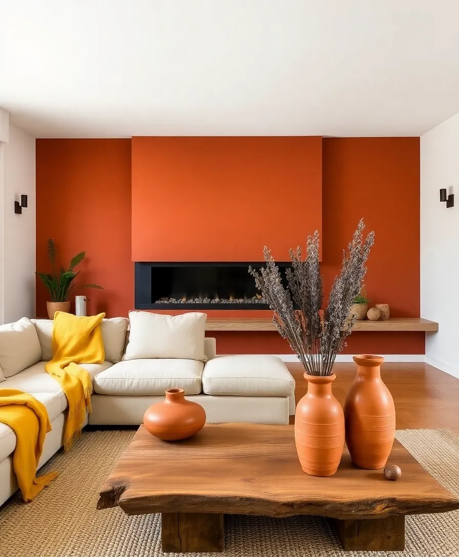 21 Cosy Living Room Ideas in Warm Colours That Will Melt Your Heart! - 1. Earthy Terracotta Accents