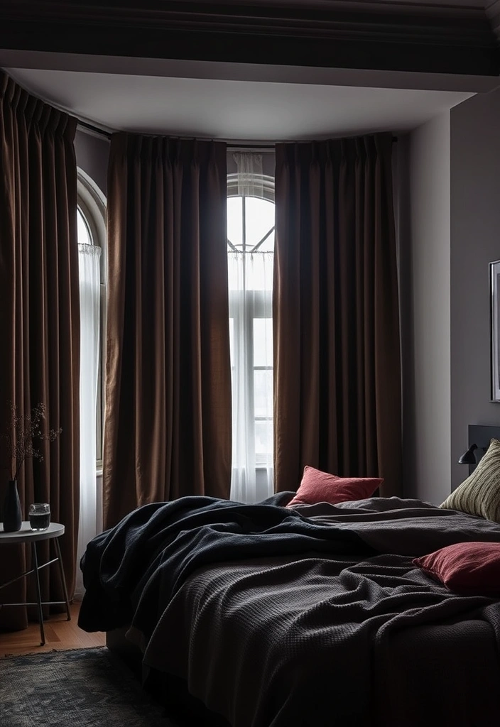21 Moody Eclectic Bedroom Ideas That Will Transform Your Space into a Cozy Sanctuary! 20 21 Moody Eclectic Bedroom Ideas That Will Transform Your Space into a Cozy Sanctuary! - 17. Cozy Window Treatments
