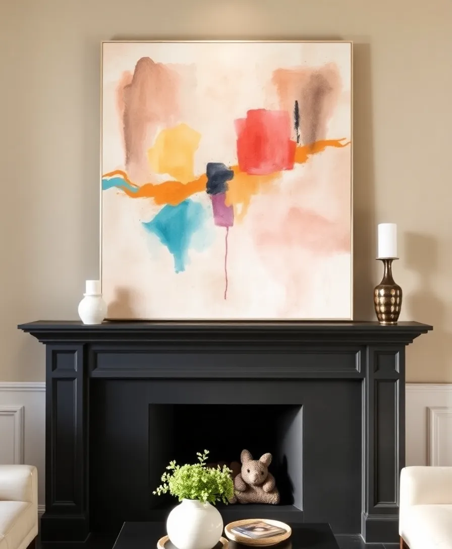 21 Stunning Living Room Mantle Decor Ideas That Will Transform Your Space Instantly! 20 21 Stunning Living Room Mantle Decor Ideas That Will Transform Your Space Instantly! - 15. Elegant Wall Art