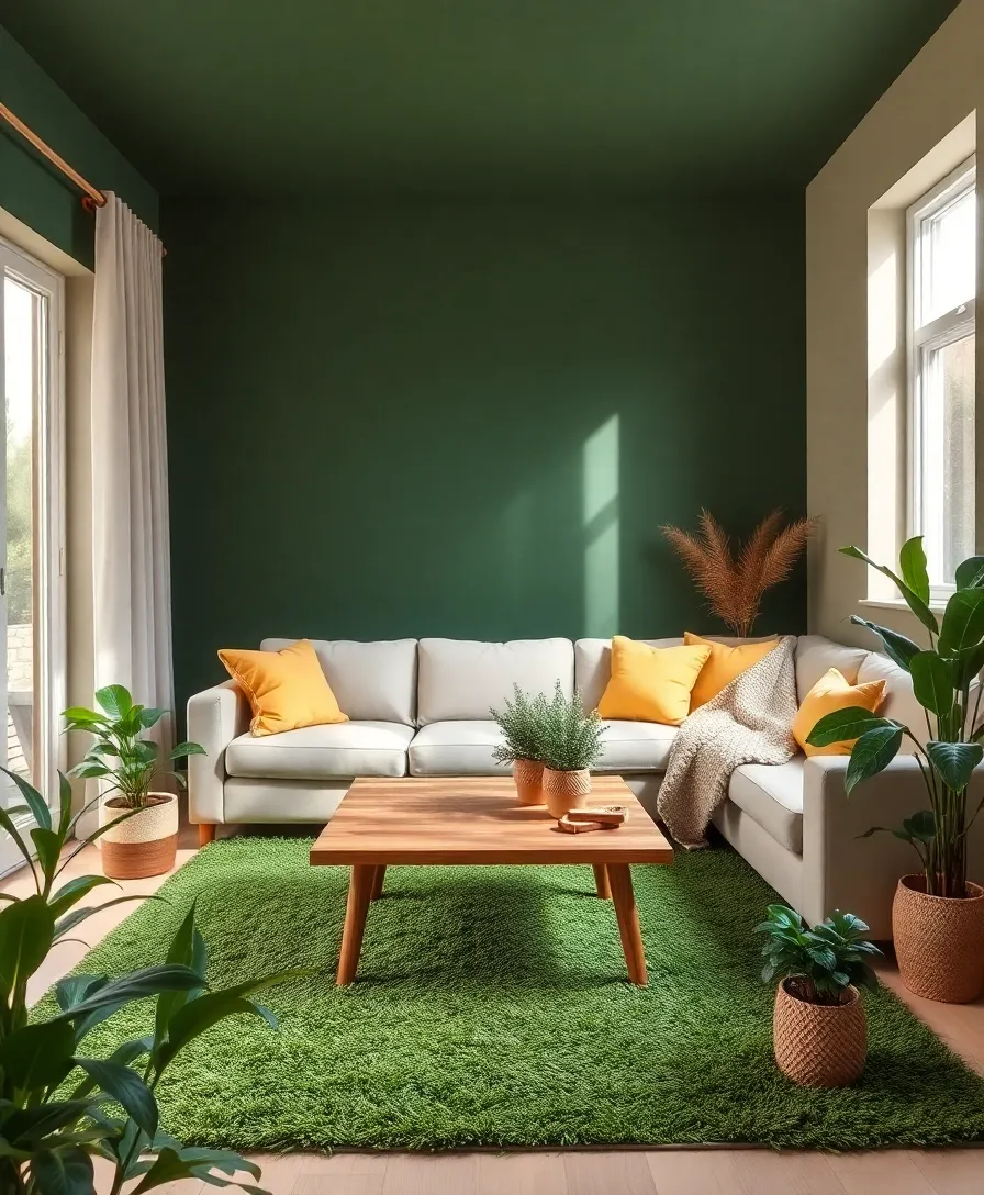 21 Cosy Living Room Ideas in Warm Colours That Will Melt Your Heart! - 11. Earthy Green with Warm Accents