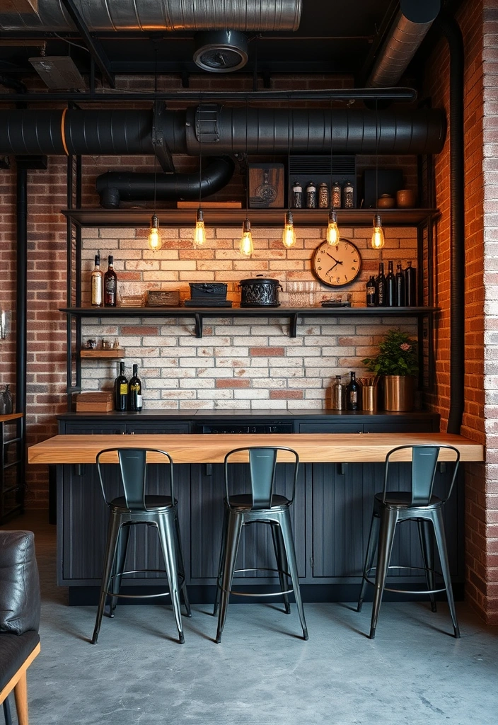 21 Built-In Bar in Living Room Design 5 21 Built-In Bar in Living Room Design - 4. Industrial Chic