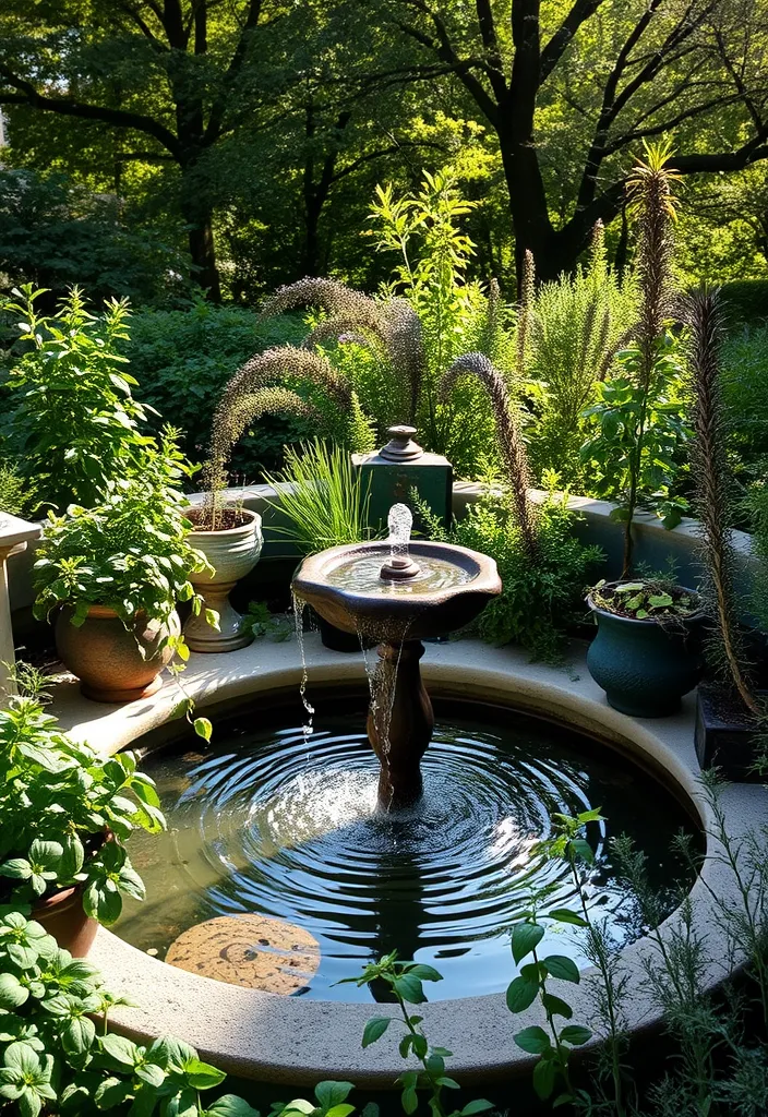 21 Stunning Outdoor Herb Garden Ideas That Will Inspire Your Green Thumb! 14 21 Stunning Outdoor Herb Garden Ideas That Will Inspire Your Green Thumb! - 11. Herb Garden with a Water Feature