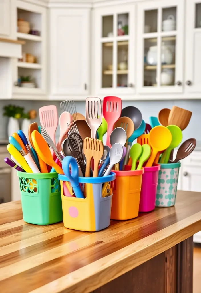 21 Kitchen Island Countertop Decor Ideas to Inspire Your Next Project! 22 21 Kitchen Island Countertop Decor Ideas to Inspire Your Next Project! - 19. Colorful Utensil Holders
