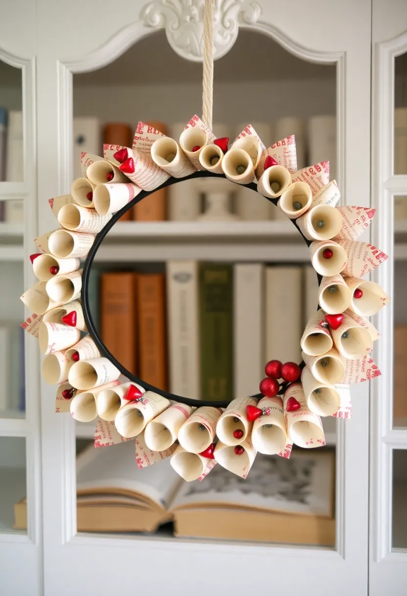 21 Easy DIY Valentine Wreath Ideas That Will Wow Your Guests! 9 21 Easy DIY Valentine Wreath Ideas That Will Wow Your Guests! - 6. Vintage Book Page Wreath