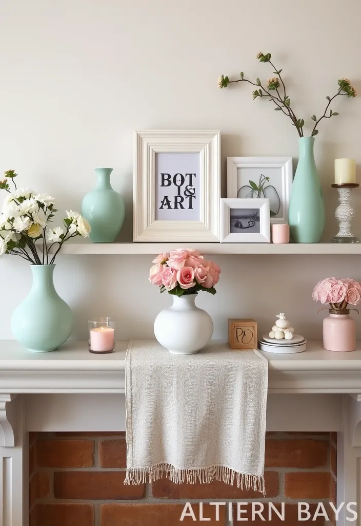21 Spring Mantel Decorating Ideas That’ll Freshen Up Your Home 7 21 Spring Mantel Decorating Ideas That’ll Freshen Up Your Home (You Won't Believe #14!) - 4. Pastel Color Palette