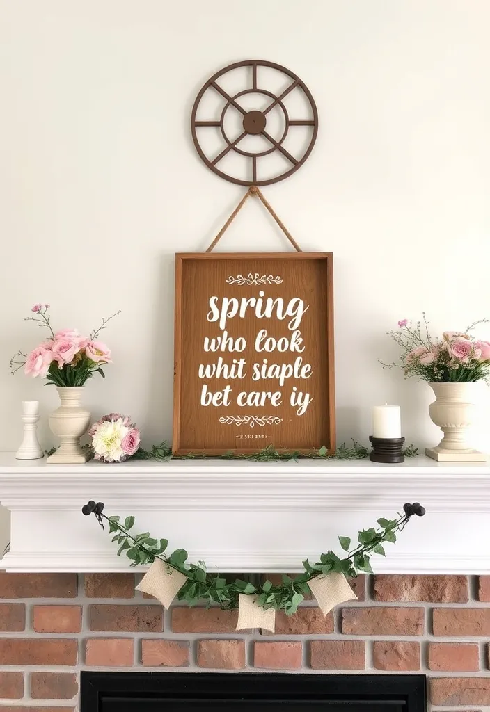 21 Spring Mantel Decorating Ideas That’ll Freshen Up Your Home 15 21 Spring Mantel Decorating Ideas That’ll Freshen Up Your Home (You Won't Believe #14!) - 12. Seasonal Signage