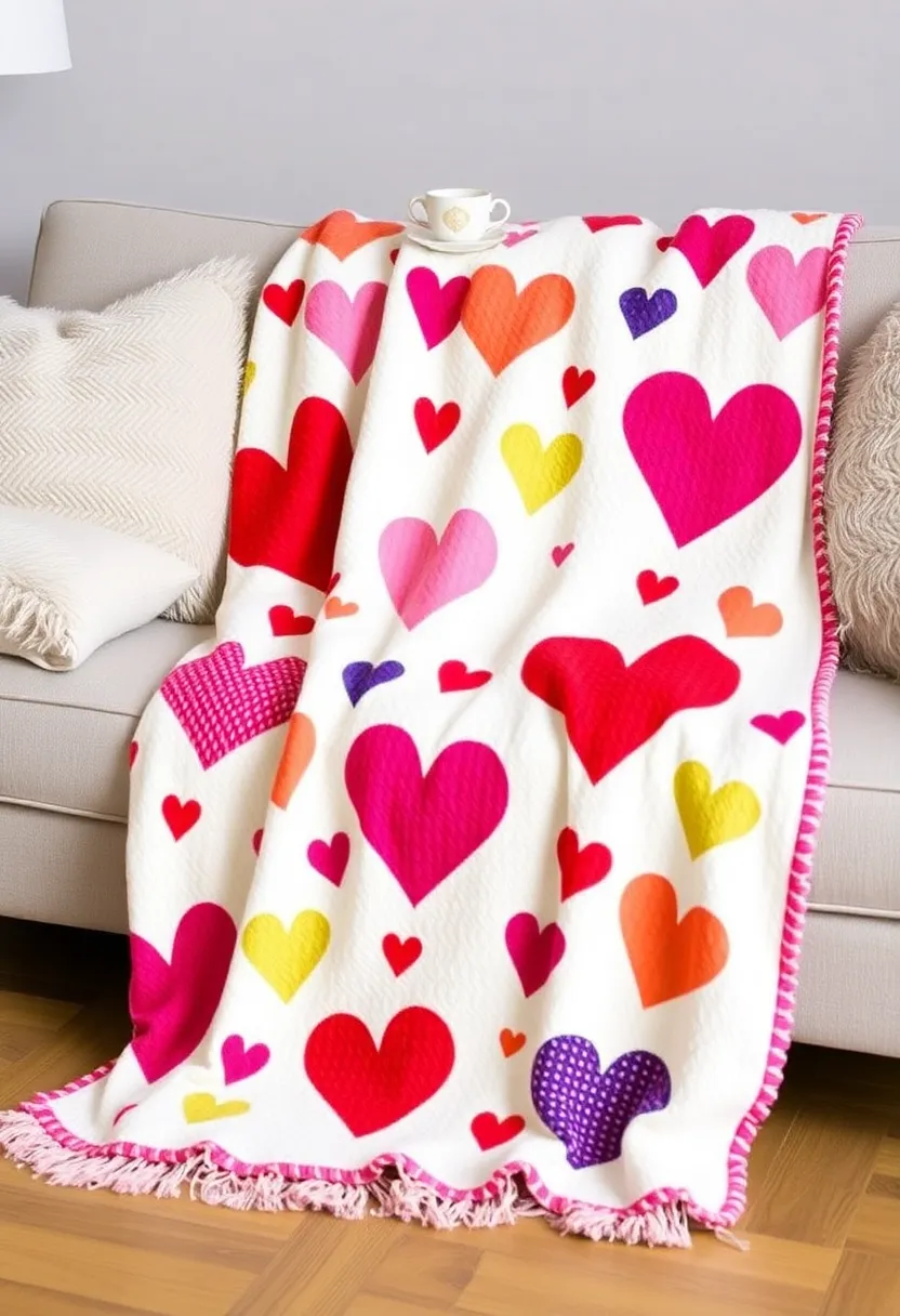 21 Creative Farmhouse Valentine Decor Ideas That Will Transform Your Home! 21 21 Creative Farmhouse Valentine Decor Ideas That Will Transform Your Home! - 18. Love-Themed Throw Blanket