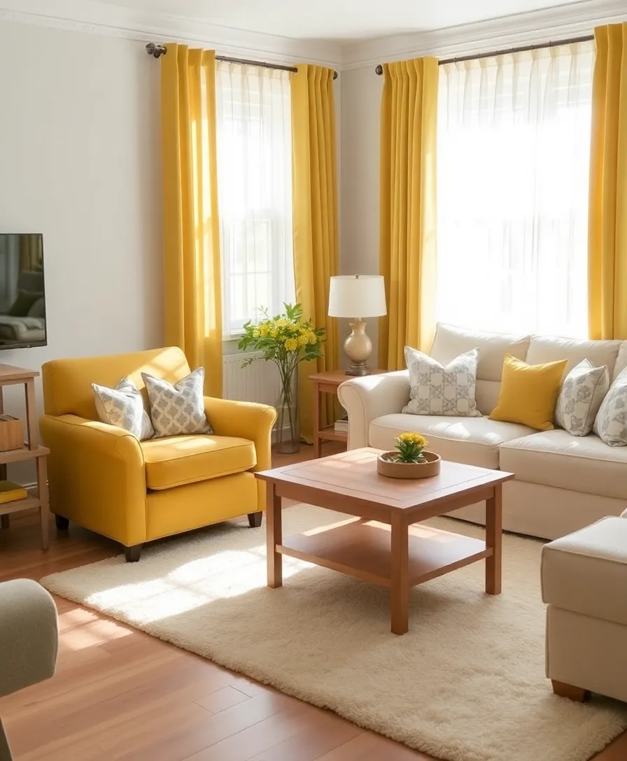 21 Cosy Living Room Ideas in Warm Colours That Will Melt Your Heart! - 2. Soft Mustard Yellow Touches
