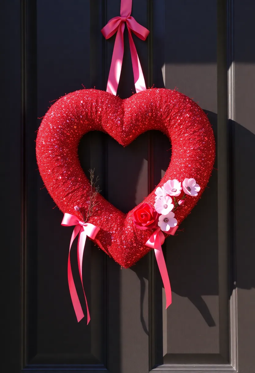 21 Easy DIY Valentine Wreath Ideas That Will Wow Your Guests! 15 21 Easy DIY Valentine Wreath Ideas That Will Wow Your Guests! - 12. Glittery Heart Wreath